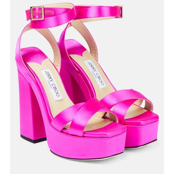 Jimmy Choo Gaia Pink Platform High Heel Sandals Size 39.5 - Picture 3 of 12